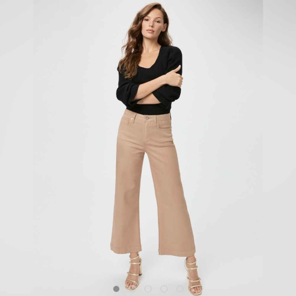 Paige Anessa French Latte Luxe Coating Wide-Leg Jeans